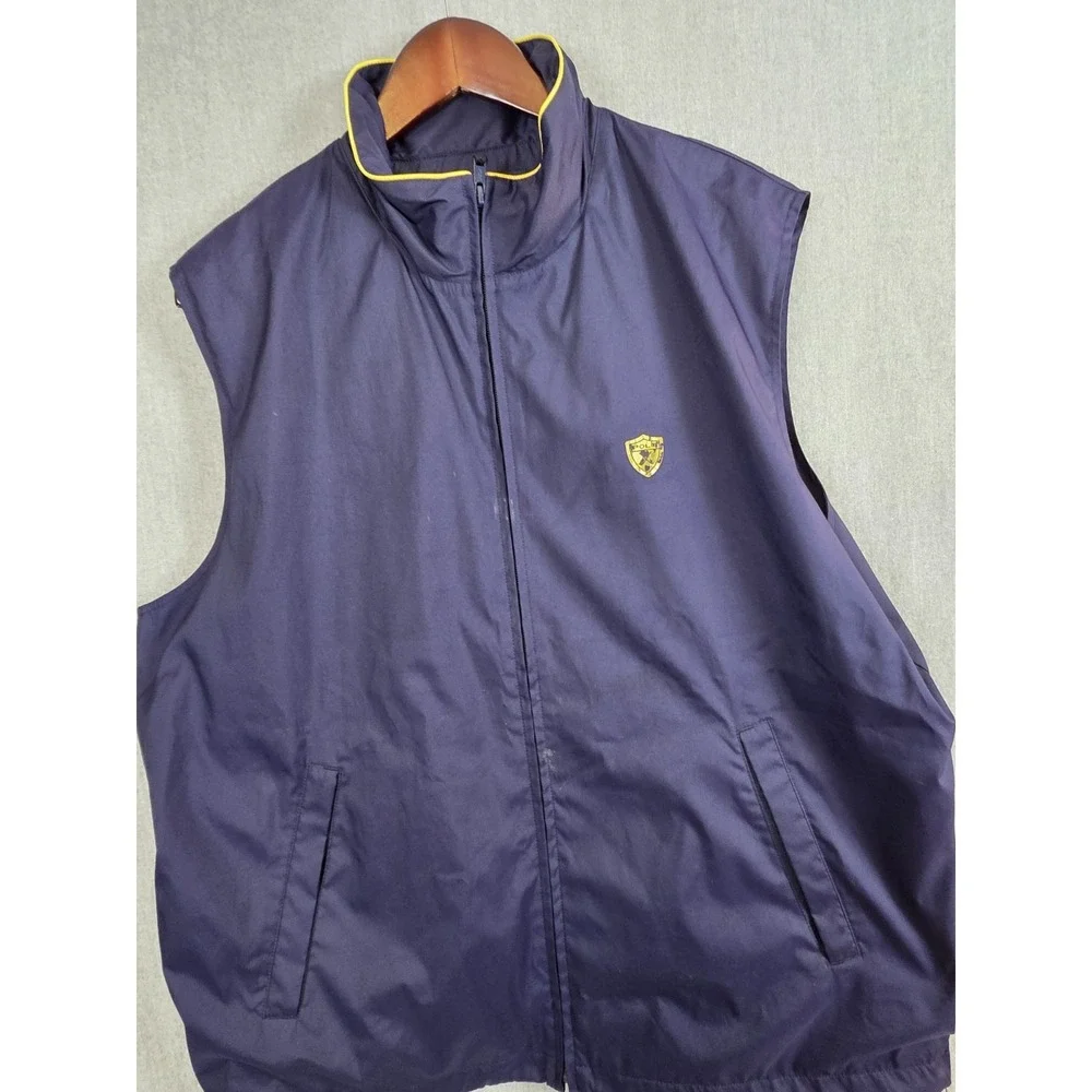Polo Golf‎ Ralph Lauren Vest Men's L Sleeveless Navy Full Zip Crest Logo Retro